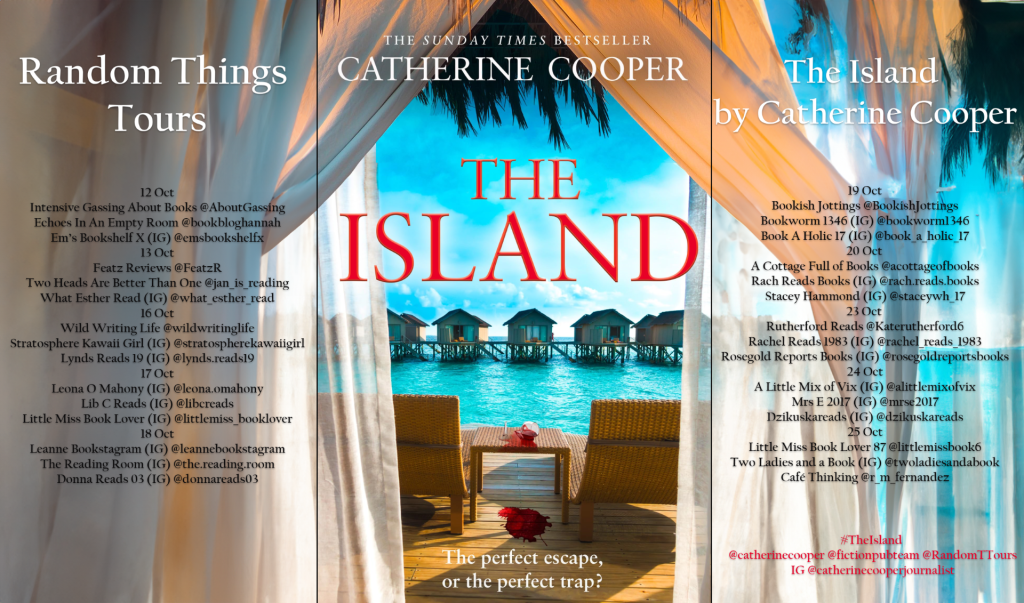 Blog tour poster for the Island by Catherine Cooper